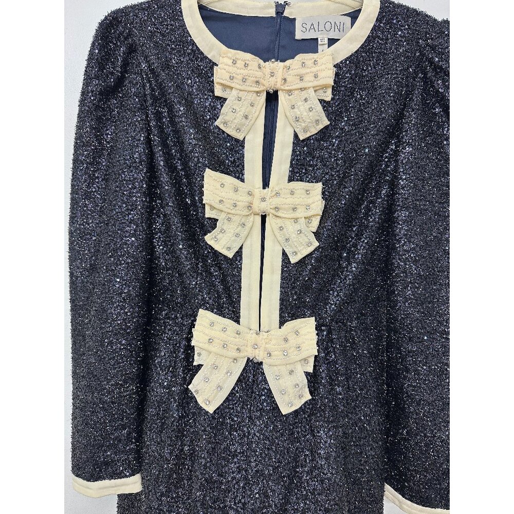 SALONI Glittering Black Jumpsuit with Cream Accents - Picture 6 of 16